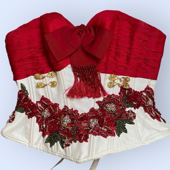 Ragazza Strapless Red/White Christmas Bustier Corset Quinceanera Prom Size 9 M - Picture 13 of 16